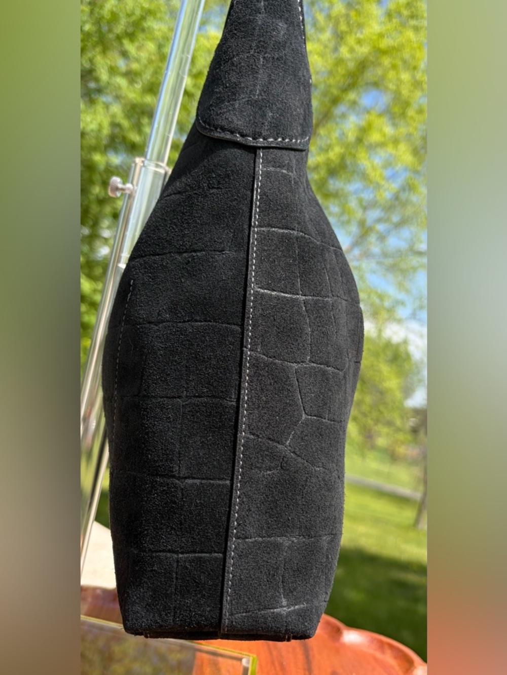 Coach Brooklyn 28 Shoulder Bag Croc Embossed Black Suede NWOT - Picture 15 of 17